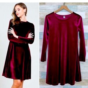 Old Navy Red Velvet Cotton Swing Dress